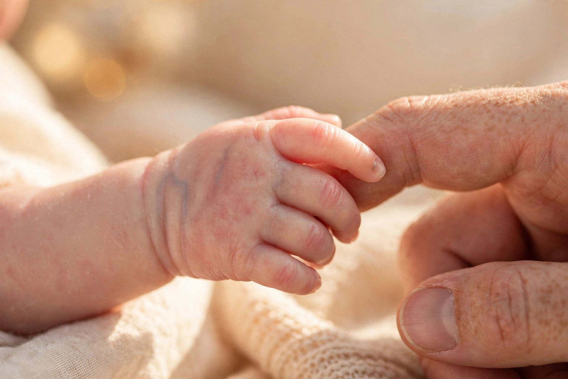 Close-up of a reborn baby's little hand